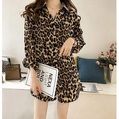 Dames Blouse Lange Mouw Panterprint Moderne Stijl