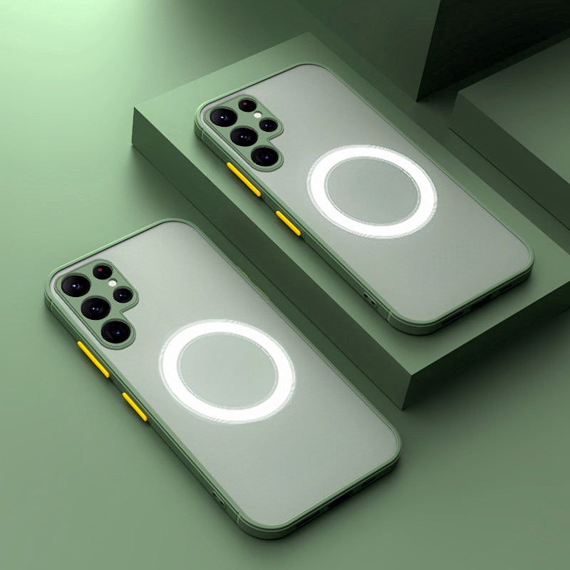 Magnetische Schokbestendige Smartphone Hoes - Transparant Beschermend Hoesje met Metalen Frame - Voor Samsung Galaxy Serie