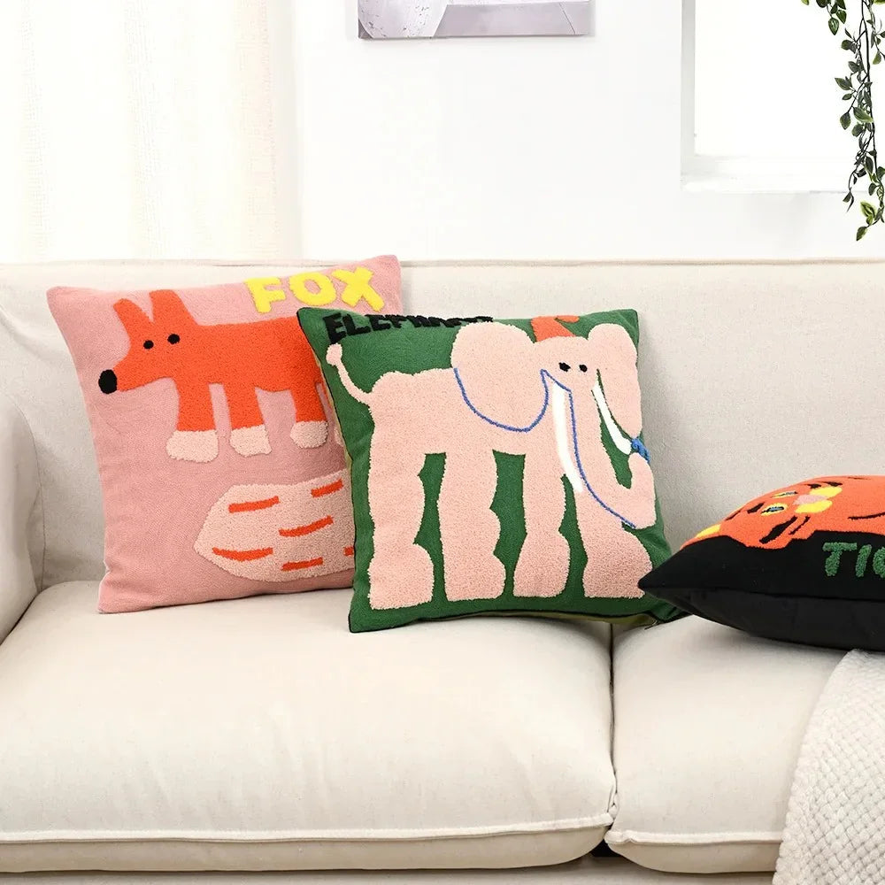 Kussenhoes Dieren Borduurwerk Scandinavisch 45x45 Polyester Katoen