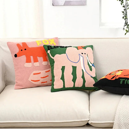 Kussenhoes Dieren Borduurwerk Scandinavisch 45x45 Polyester Katoen
