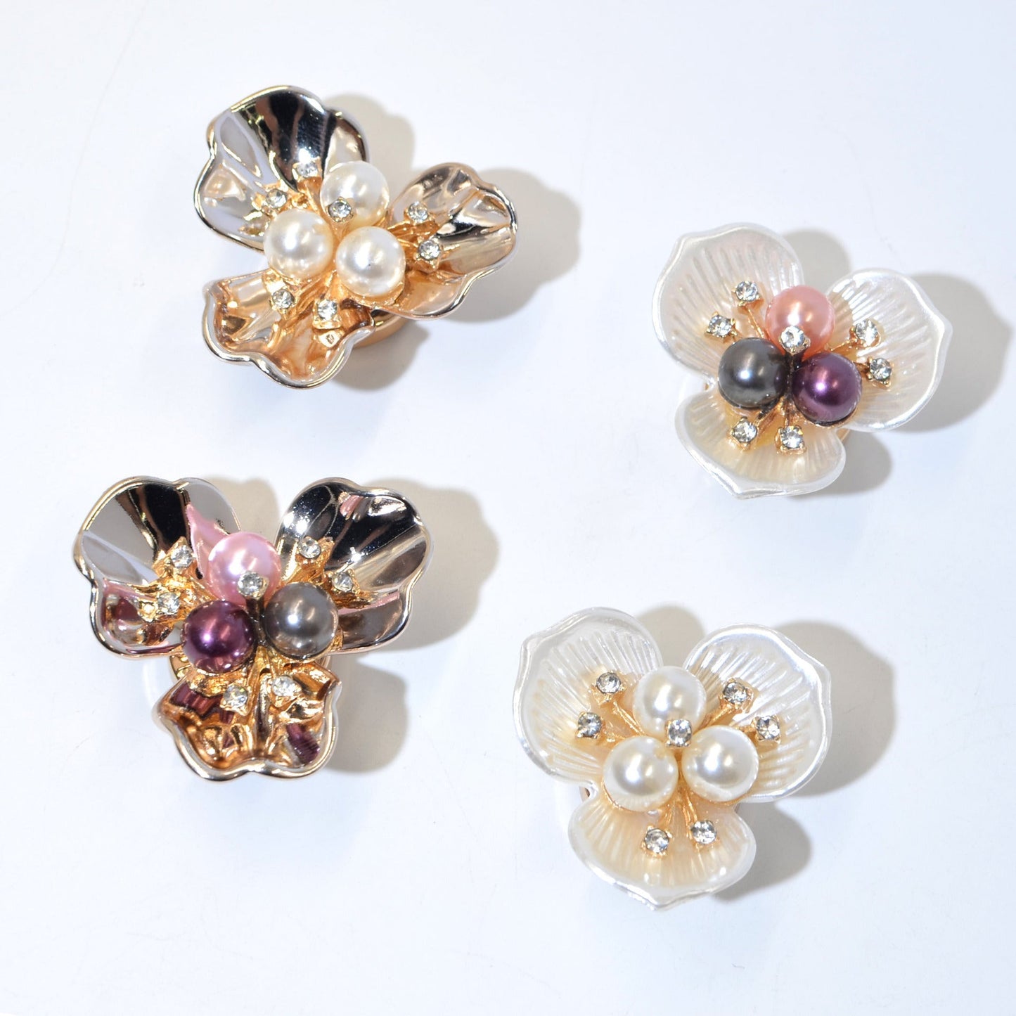 Dames Manchetknopen met Bloemen en Parel Motief