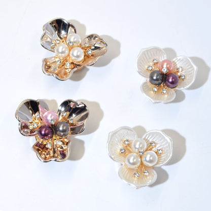 Dames Manchetknopen met Bloemen en Parel Motief