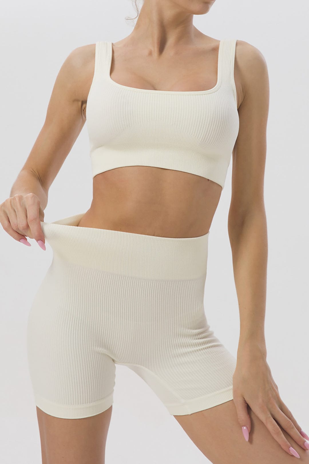 Yogaset Dames Naadloos met Crop Top en Shorts