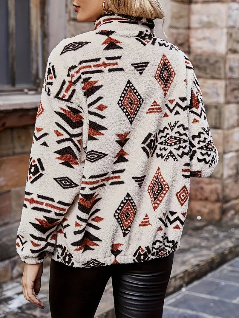 Fleecejack Warm Geometrisch Design Voor Dames en Heren