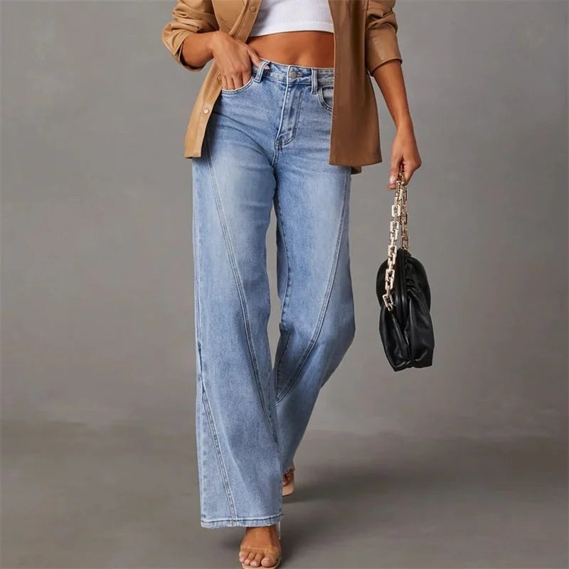 Hoge Taille Wijde Jeans Dames Comfortabele Pijpen