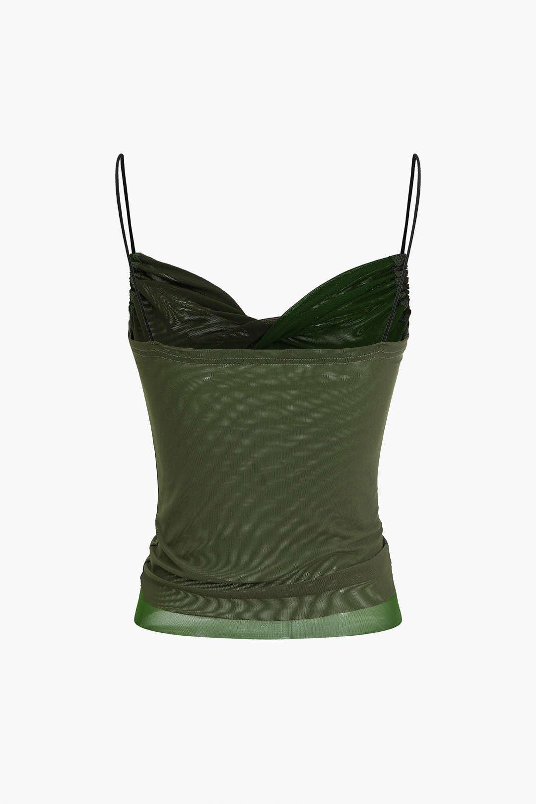 Dunne Mesh Top met Spaghettibandjes en Vloeiende Drapering