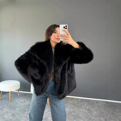 Dames Faux Fur Jas Kort Zacht Oversized