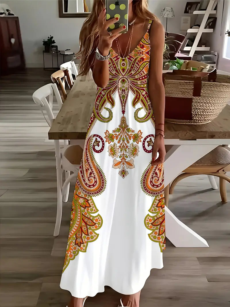 Dames Zomerjurk Maxi Jurk Bloemenprint V-hals - StudioMarella