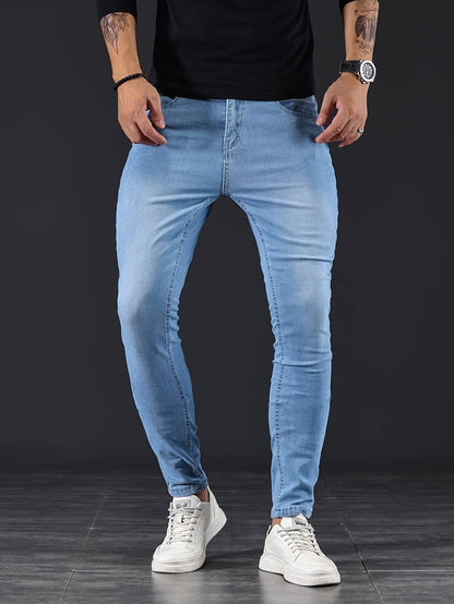 Heren Skinny Jeans – Slim Fit Spijkerbroek met Rits en Stretch
