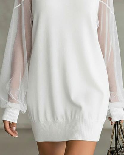 Zomerjurk Vrouw Lantaarnmouwen Patchwork Jurk Korte Mouw