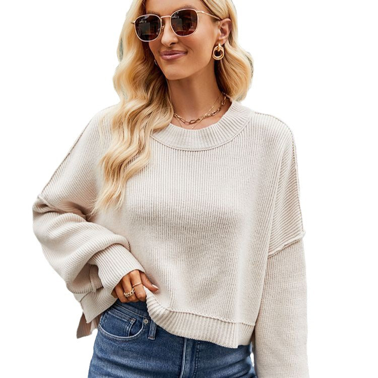 Dames Trui Gebreid Ronde Hals Wijd Model Basis