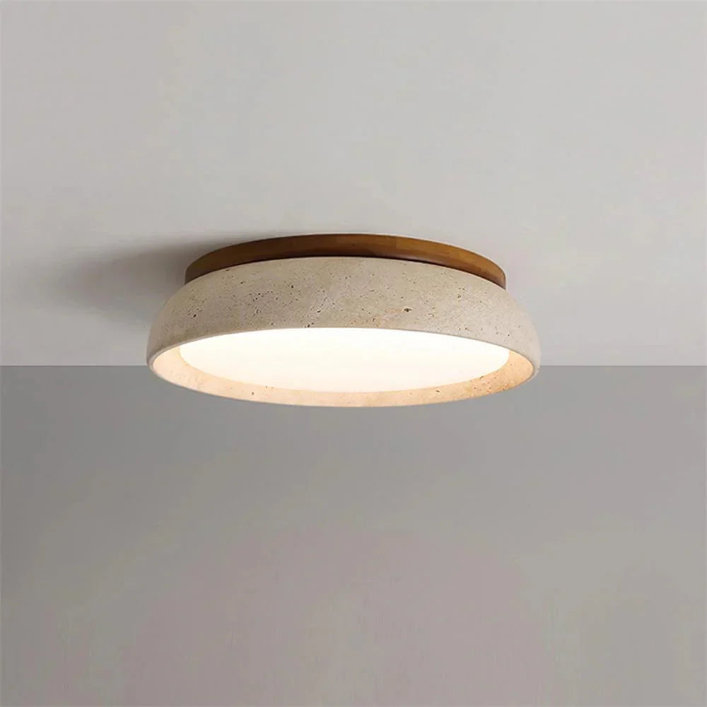 Plafondlamp Natuursteen Travertijn Beige ∅30 en ∅43 cm Warm Wit Licht Hal Overloop Woonkamer
