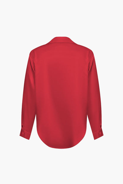 Vrouwelijke Blouse van Satijn Lang Mouw Elegant Model