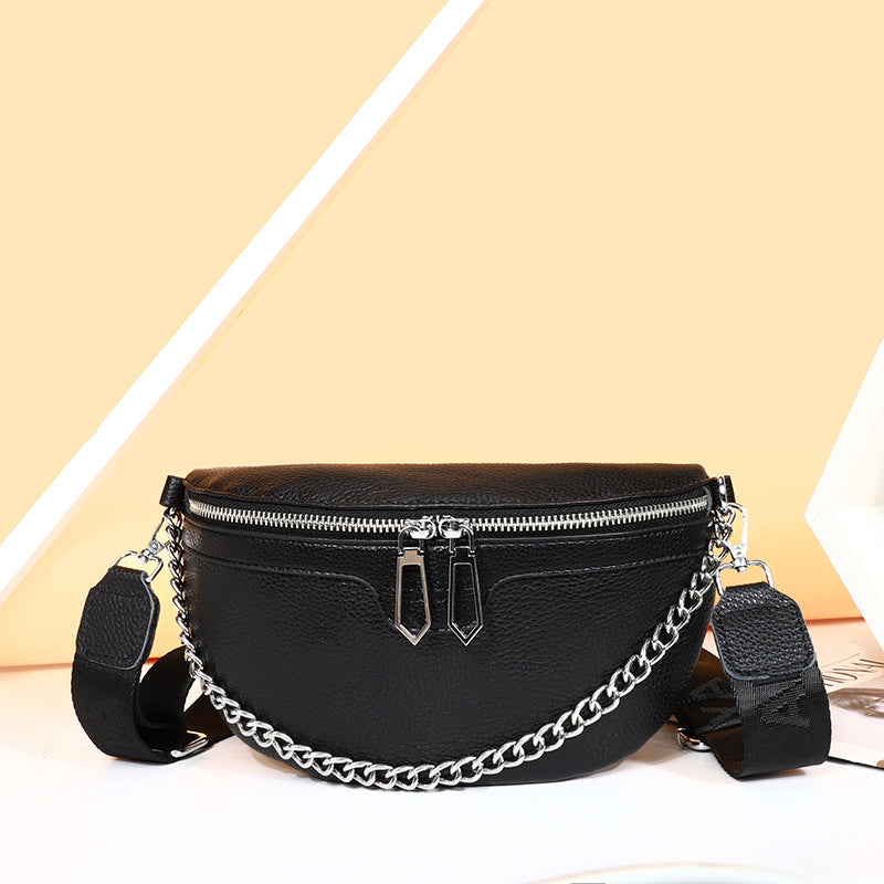 Leren Crossbody Tas voor Dames met Ketting Sluiting