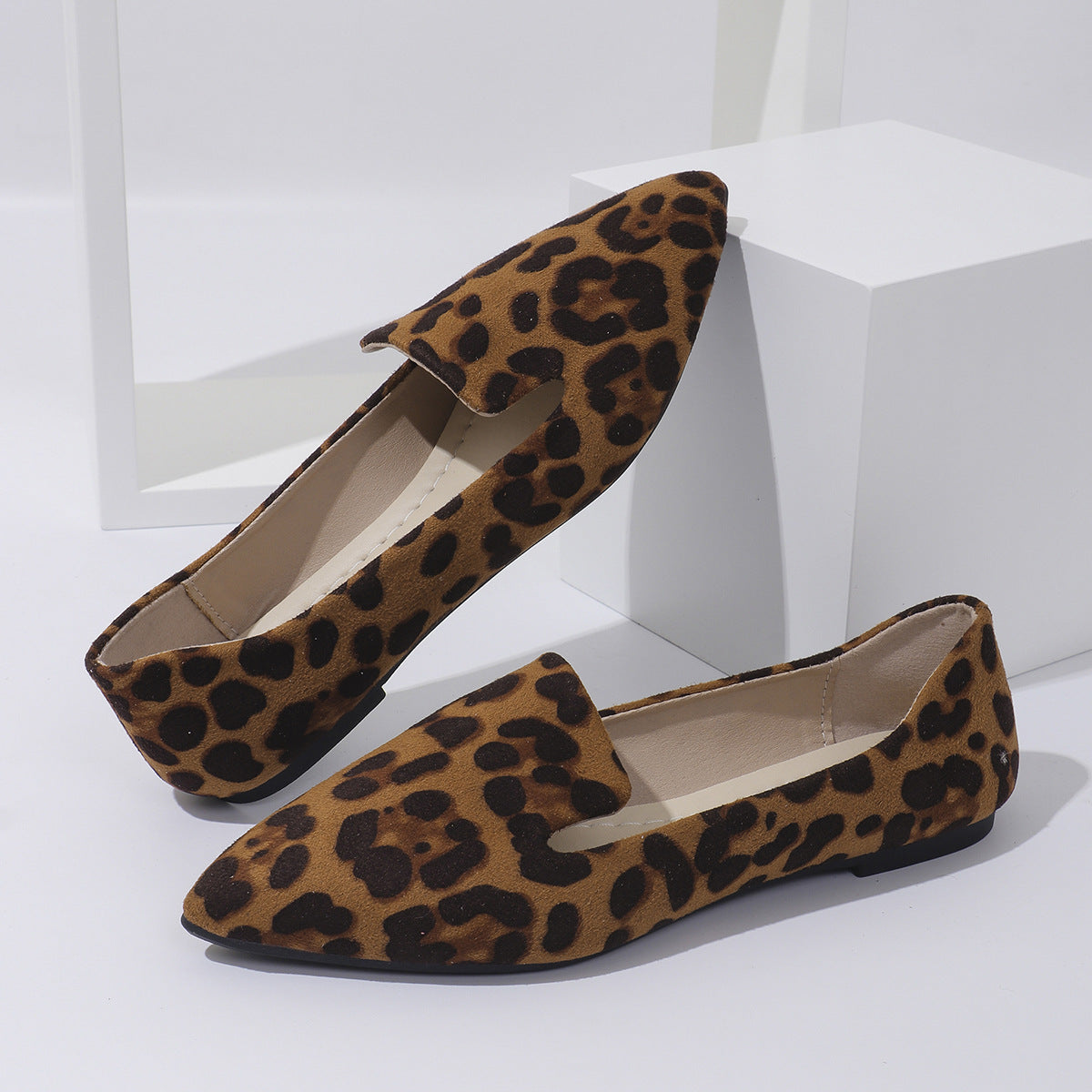 Dames Ballerina's Comfortabele Panterprint Puntneus Schoenen