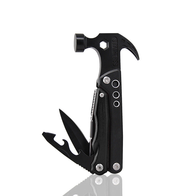 19-in-1 Multitool Hamer – Veelzijdig Gereedschap met Combinatie van Hamer, Tang, Schroevendraaier, Mes, Flesopener en 13 Extra Functies voor Camping, Klussen en Noodgevallen