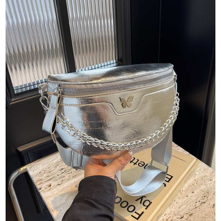Dames Crossbody Tas met Ketting Detail Hippe Stijl → Dames Crossbody Tas Ketting Detail Chic Design
