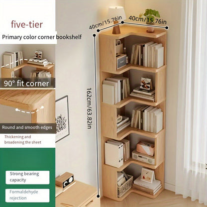 Houten Hoekrek Massief Hout – 162 cm Wandmontage Schuin Met Afgeronde Randen Voor Boeken en Decoratie