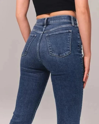 Hoge Taille Jeans Flared Comfortabele Katoen Stretch