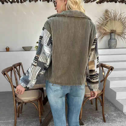 Dames Jas met Patchwork Details Elegant Model