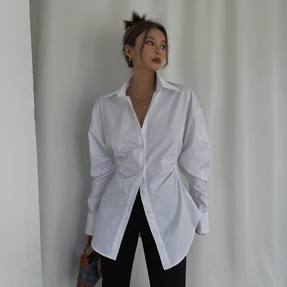 Dames Blouse Katoen met Kraag en Modern Design Hazel - StudioMarella