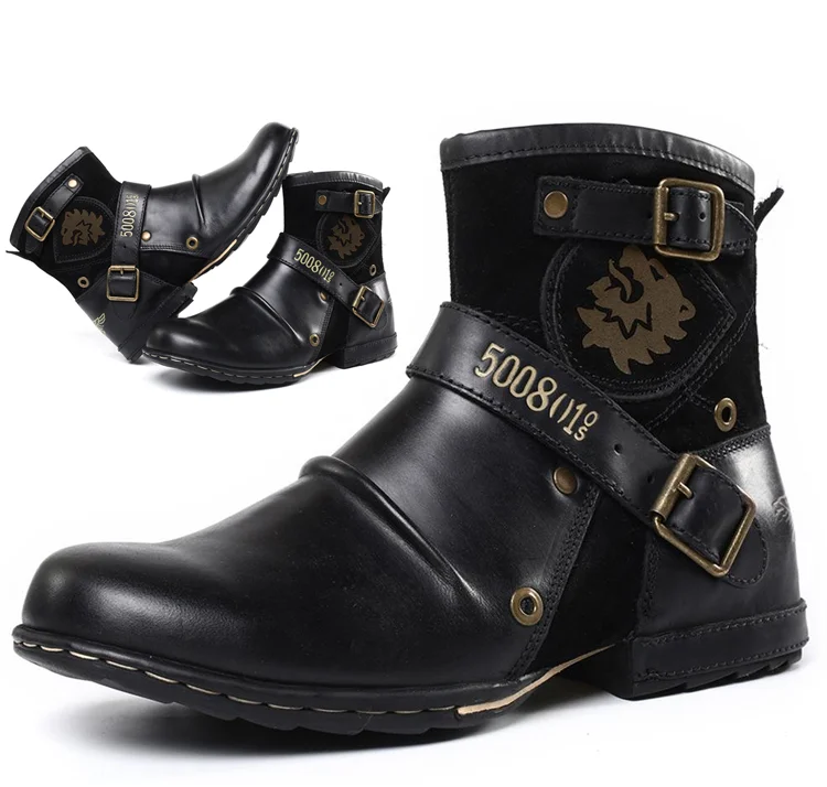 Leren Herenlaarzen Vintage Boots Bruin Stevig