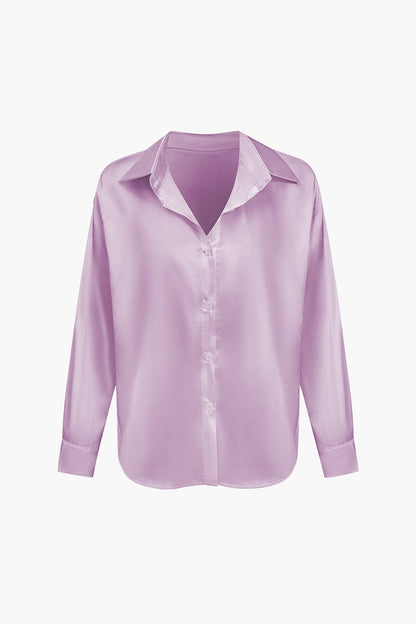 Vrouwelijke Blouse van Satijn Lang Mouw Elegant Model
