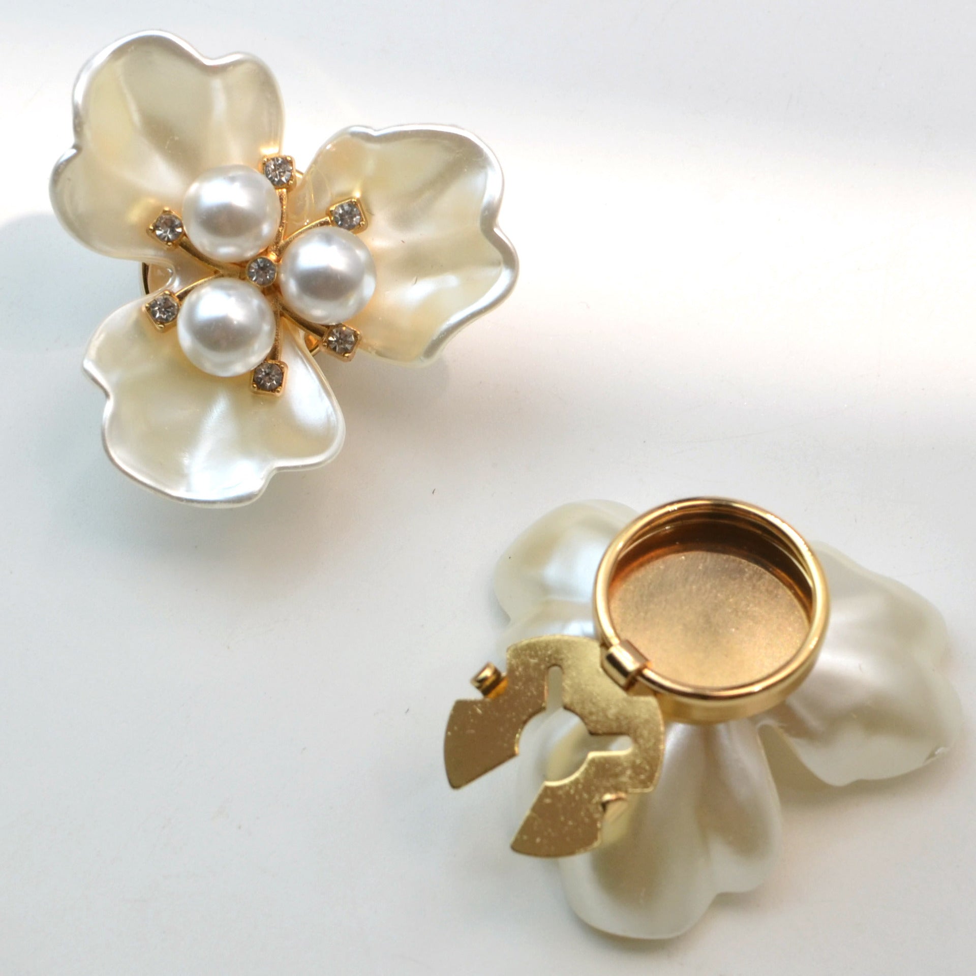 Dames Manchetknopen Zilveren Parel Bloem Design - StudioMarella