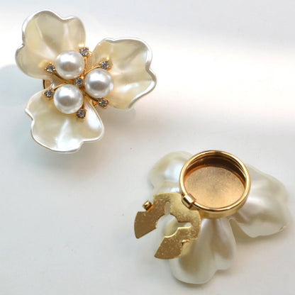 Dames Manchetknopen Zilveren Parel Bloem Design - StudioMarella