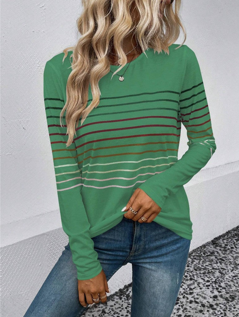 Dames T-shirt Lange Mouwen Streepjes Stijlvol Basic
