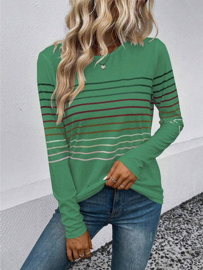 Dames T-shirt Lange Mouwen Streepjes Stijlvol Basic
