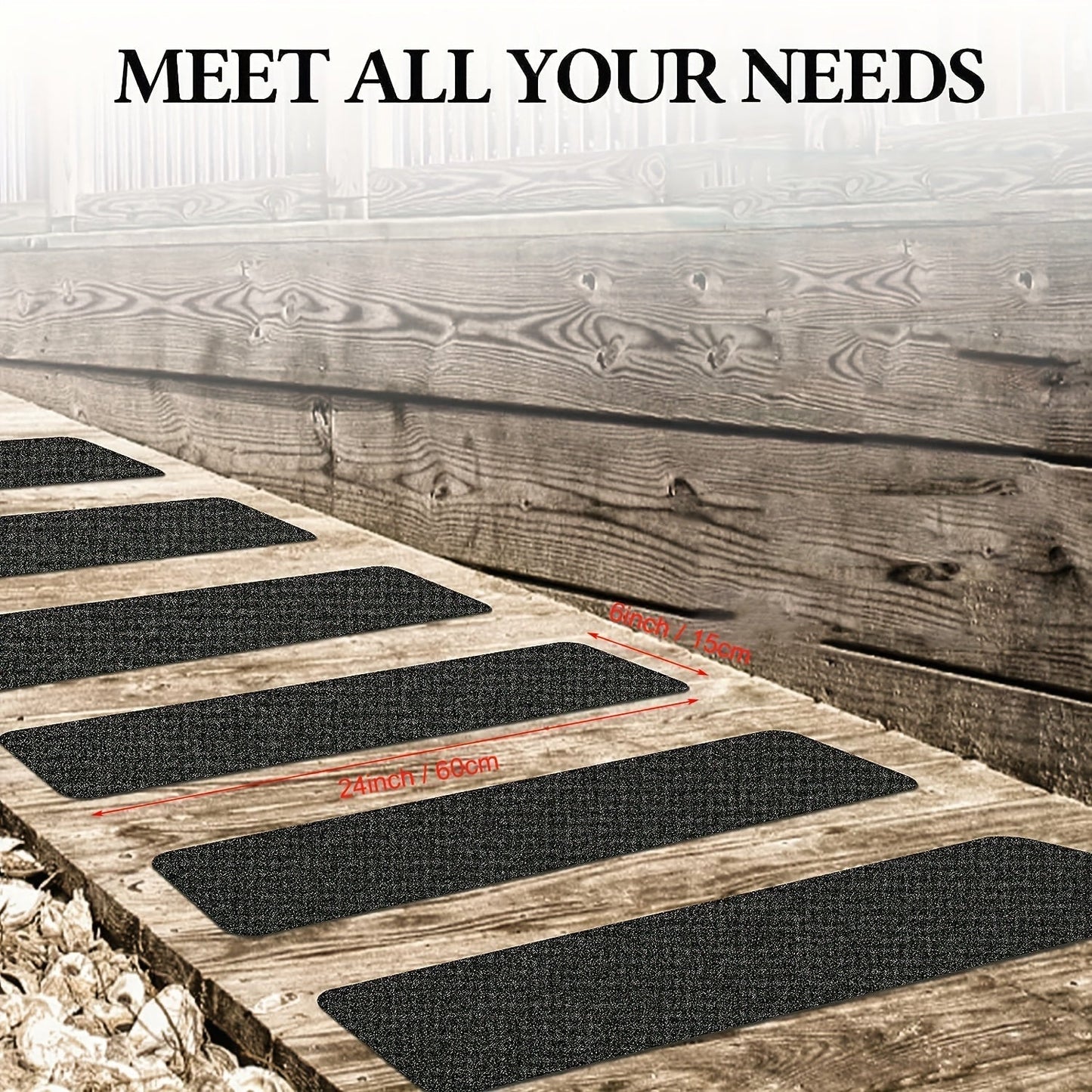 Antislip Trapstrips Set 10 Stuks Zelfklevend 15x61cm Zwart Weerbestendig Trap Oprit Binnen Buiten Veilig