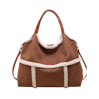 Dames Suède Shopper Warm en Stijlvol Teddy Look