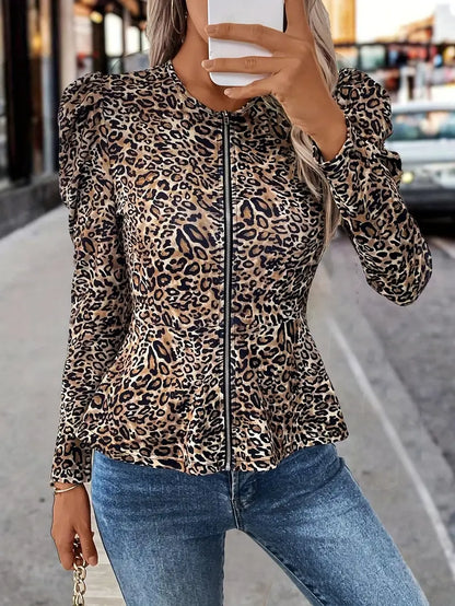 Dames Jack Luipaardprint Ritsjas Casual Stijl