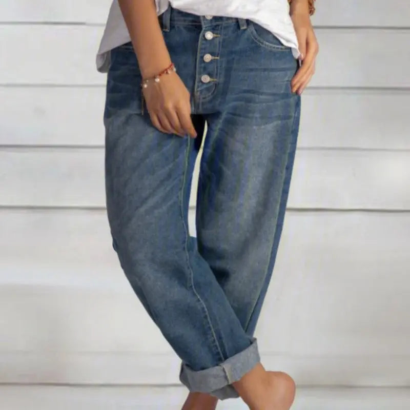 Dames Jeans Wijd Comfortabele Zittende Broek - StudioMarella
