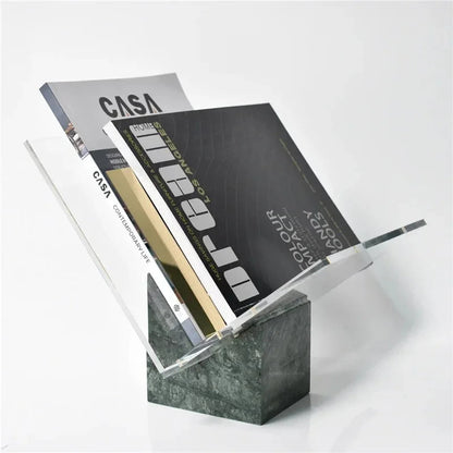 Tijdschriftenhouder Marmer Acryl 27cm Bureau Organizer Opbergrek Modern Kantoor