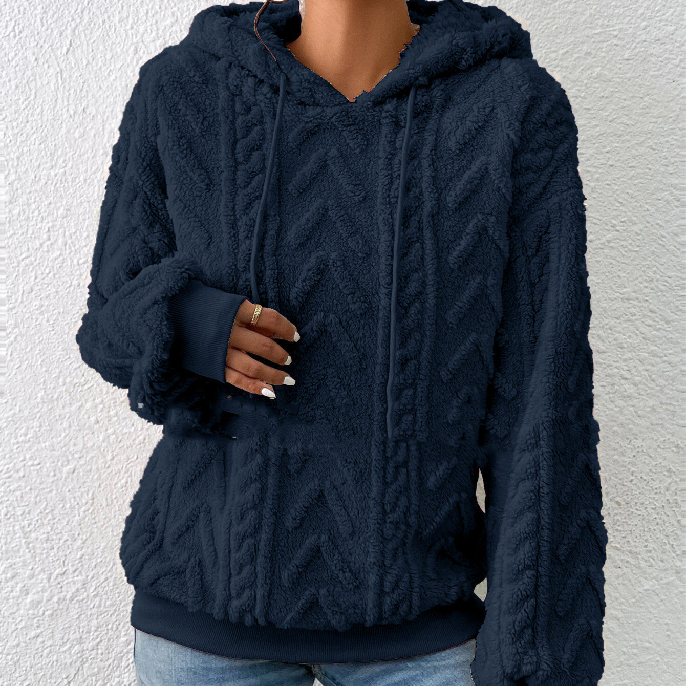 Dames Hoodie Zacht Geometrisch Patroon Warm en Comfortabel