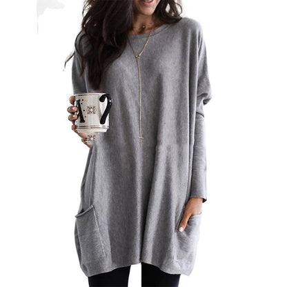 Dames Top met Lange Mouwen en Zakken Basis Collectie → Dames Top Lange Mouwen Zakken Comfortabel Basis
