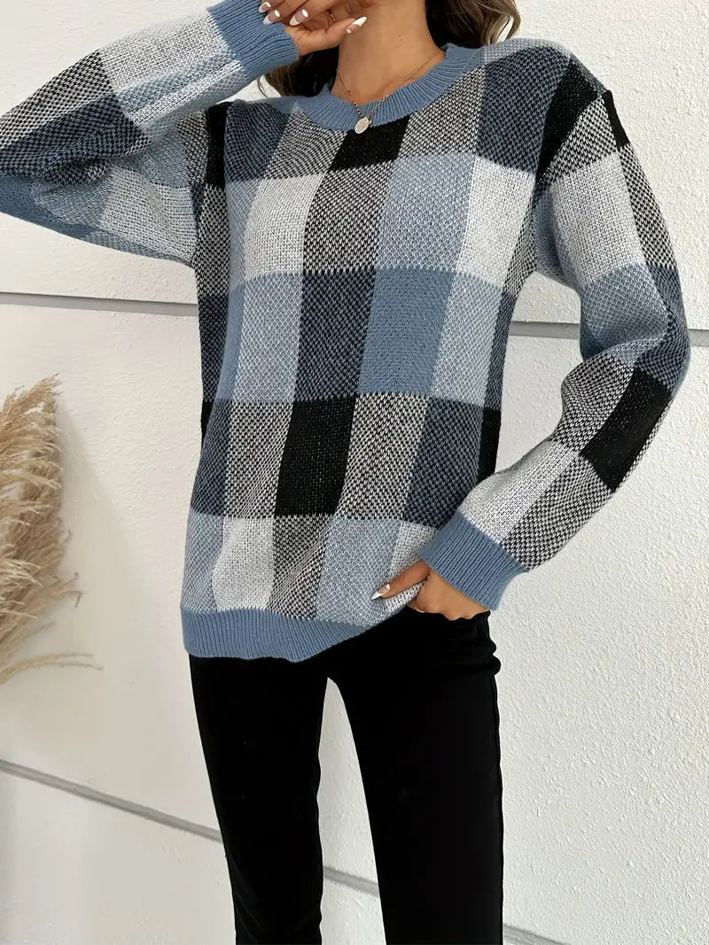 Ruitpatroon Trui Warm en Stijlvol voor Vrouw - StudioMarella