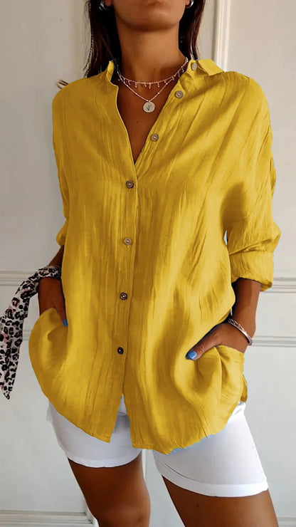 Dames Blouse Zomerse Luchtige Knoopsluiting