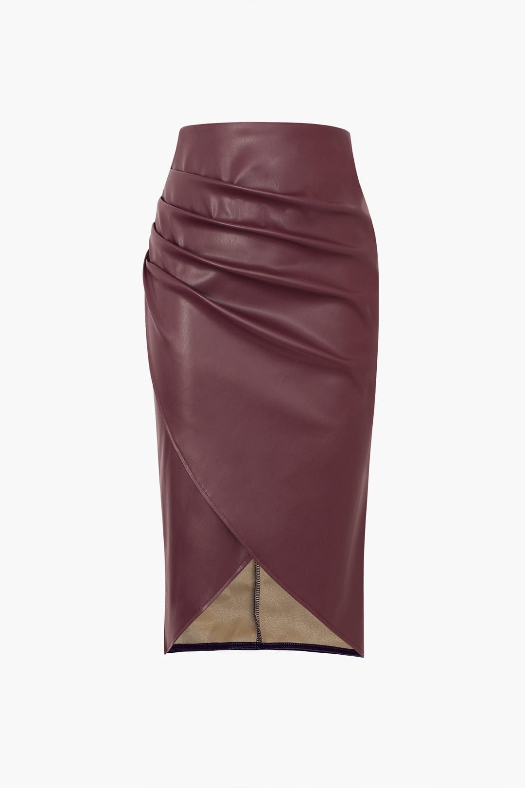 Kunstlederen Rok Asymmetrisch Midilengte Wickel Design