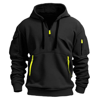 Adriano Fleece Trui met Kap en Halve Rits