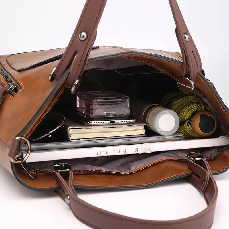 Dames Leren Schoudertas Vintage Look Chique