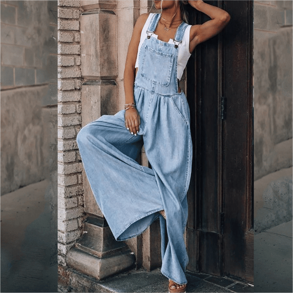Dames Blauwe Denim Jumpsuit Overall