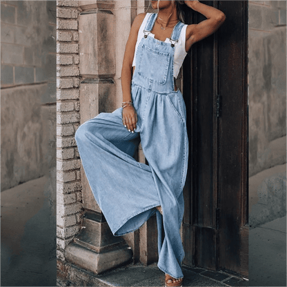 Blauwe Jumpsuit Denim Overall voor Dames