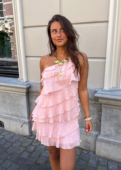 Zomerjurk Dames Asymmetrisch Ruches Korte Jurk Casual