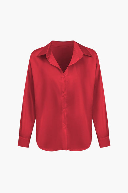 Vrouwelijke Blouse van Satijn Lang Mouw Elegant Model