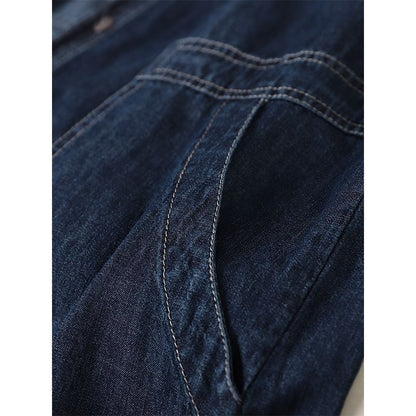 Dames Lange Denim Jas met Capuchon Casual Stoer