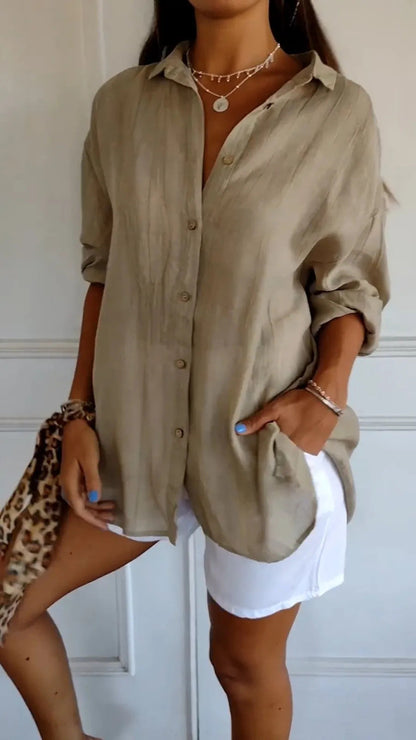 Dames Blouse Zomerse Luchtige Knoopsluiting