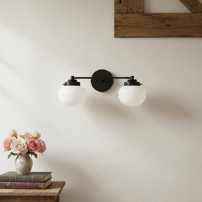 Globe Wandlamp Klassieke Badkamer Schoolhouse Verlichting Mat Opaal Glas voor Spiegel en Wastafel